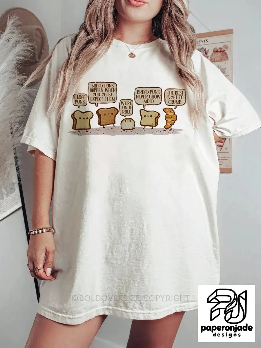 Funny Bread Puns Cartoon Graphic T-Shirt